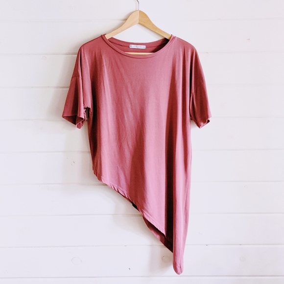Tresics Tops - Mauve Asymmetrical T-shirt